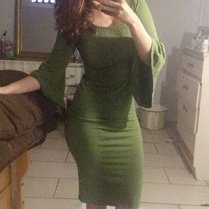 Green batwing dress
